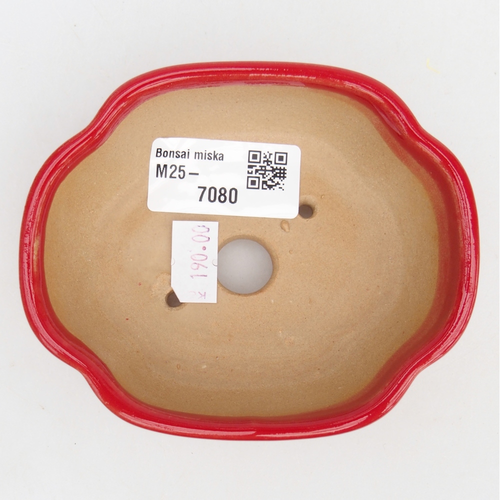 Ceramic bonsai bowl 10,5 x 9 x 3,5 cm, colour red