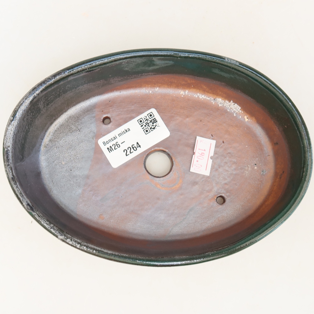 Ceramic bonsai bowl 16,5 x 11,5 x 4,5 cm, green