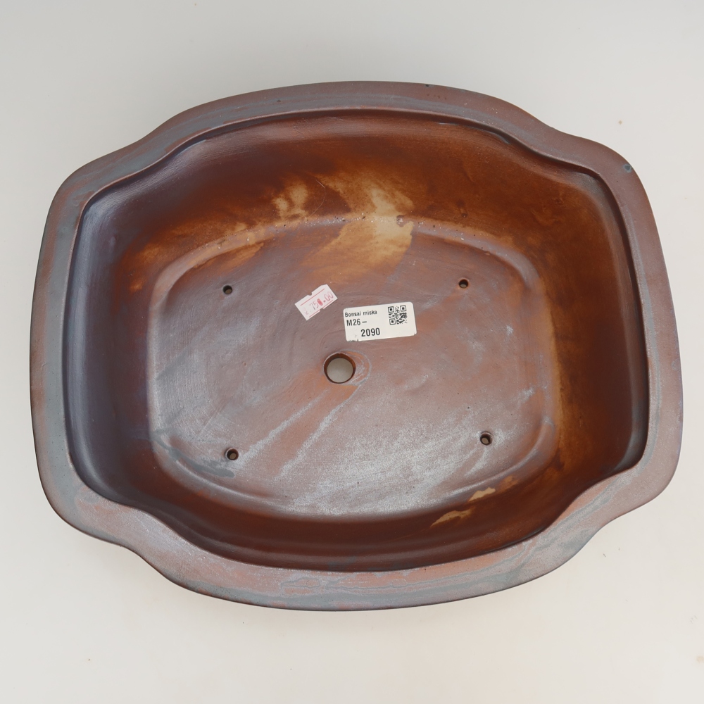 Ceramic bonsai pot, 30.5 x 25.5 x 10.5 cm, metallic color
