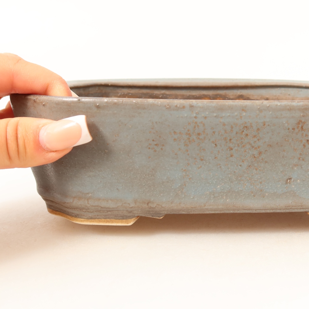 Ceramic bonsai pot, 21.5 x 18 x 6 cm, blue