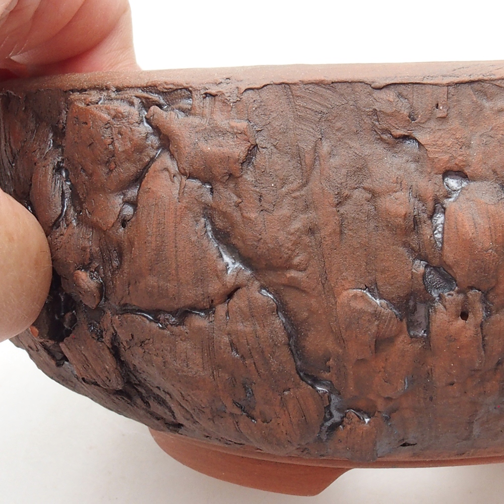 Ceramic bonsai bowl 15,5 x 15,5 x 7 cm, color brown