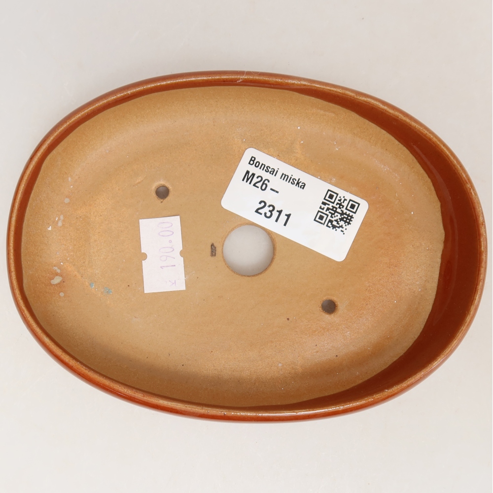 Ceramic bonsai pot, 13 x 9.5 x 2.5 cm, brown