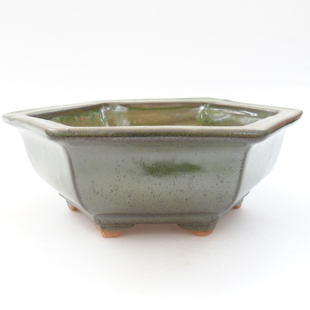 Ceramic bonsai bowl 17 x 15 x 6 cm, color green