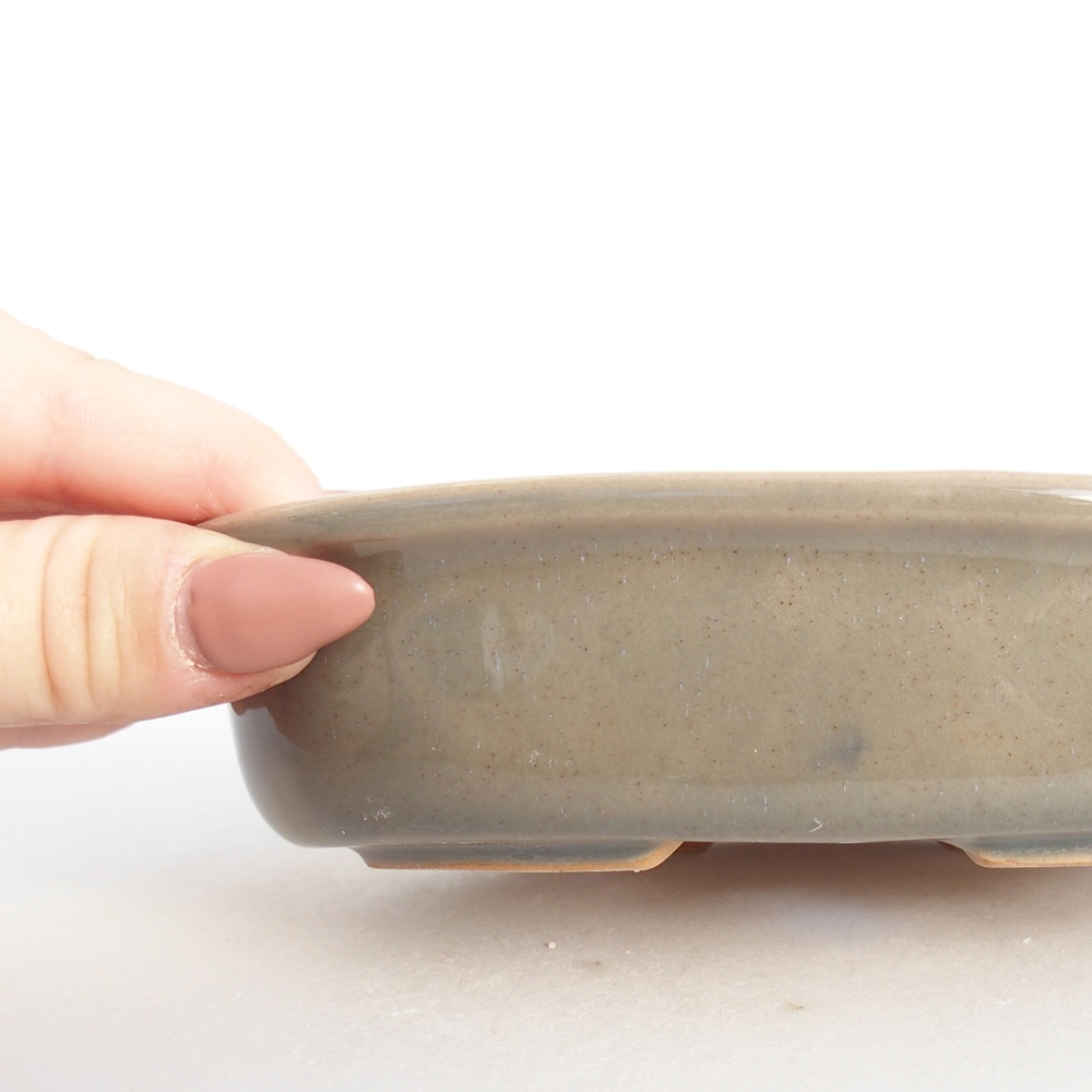 Ceramic bonsai bowl 15 x 10,5 x 3,5 cm, grey