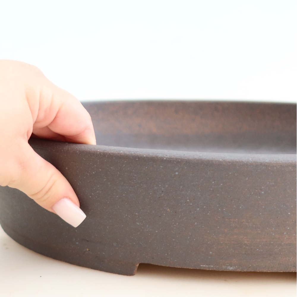 Ceramic bonsai pot, 38 x 30 x 7 cm, brown