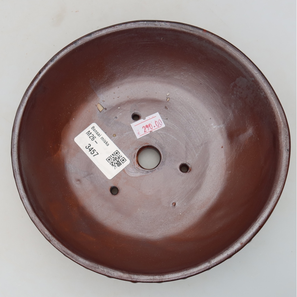 Ceramic bonsai bowl 17,5 x 17,5 x 5 cm, brown