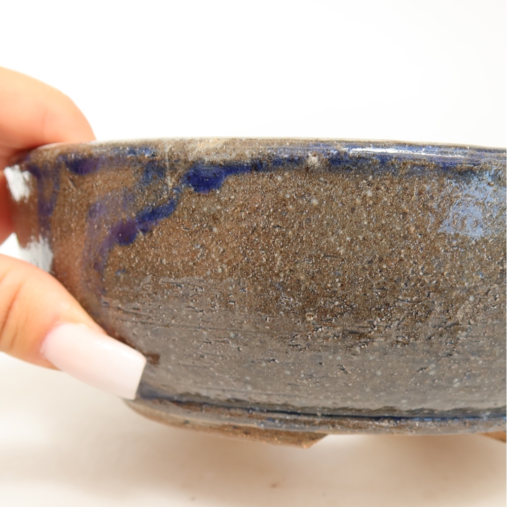 Ceramic bonsai pot, 17 x 17 x 6 cm, gray