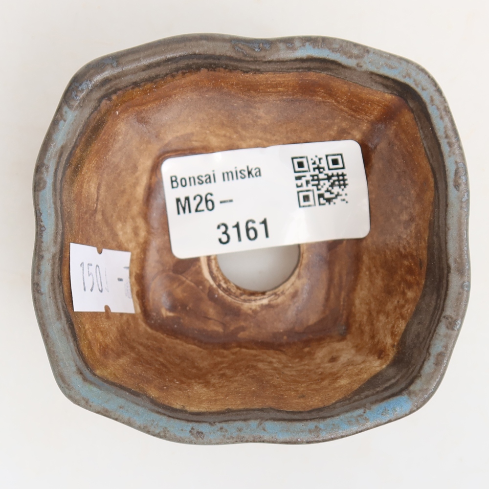 Ceramic bonsai pot, 7 x 7 x 3.5 cm, blue