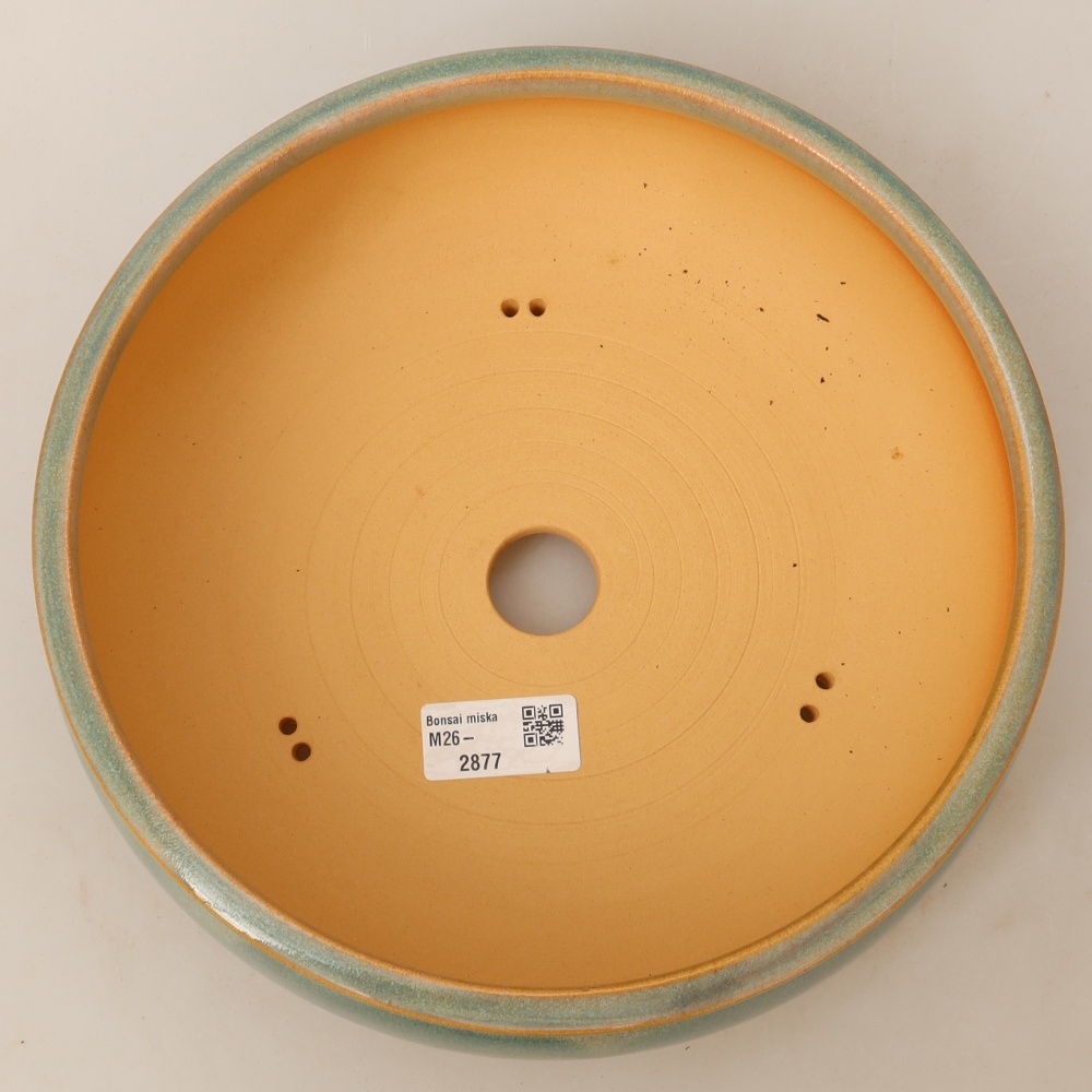 Ceramic bonsai pot, 23.5 x 23.5 x 7.5 cm, green