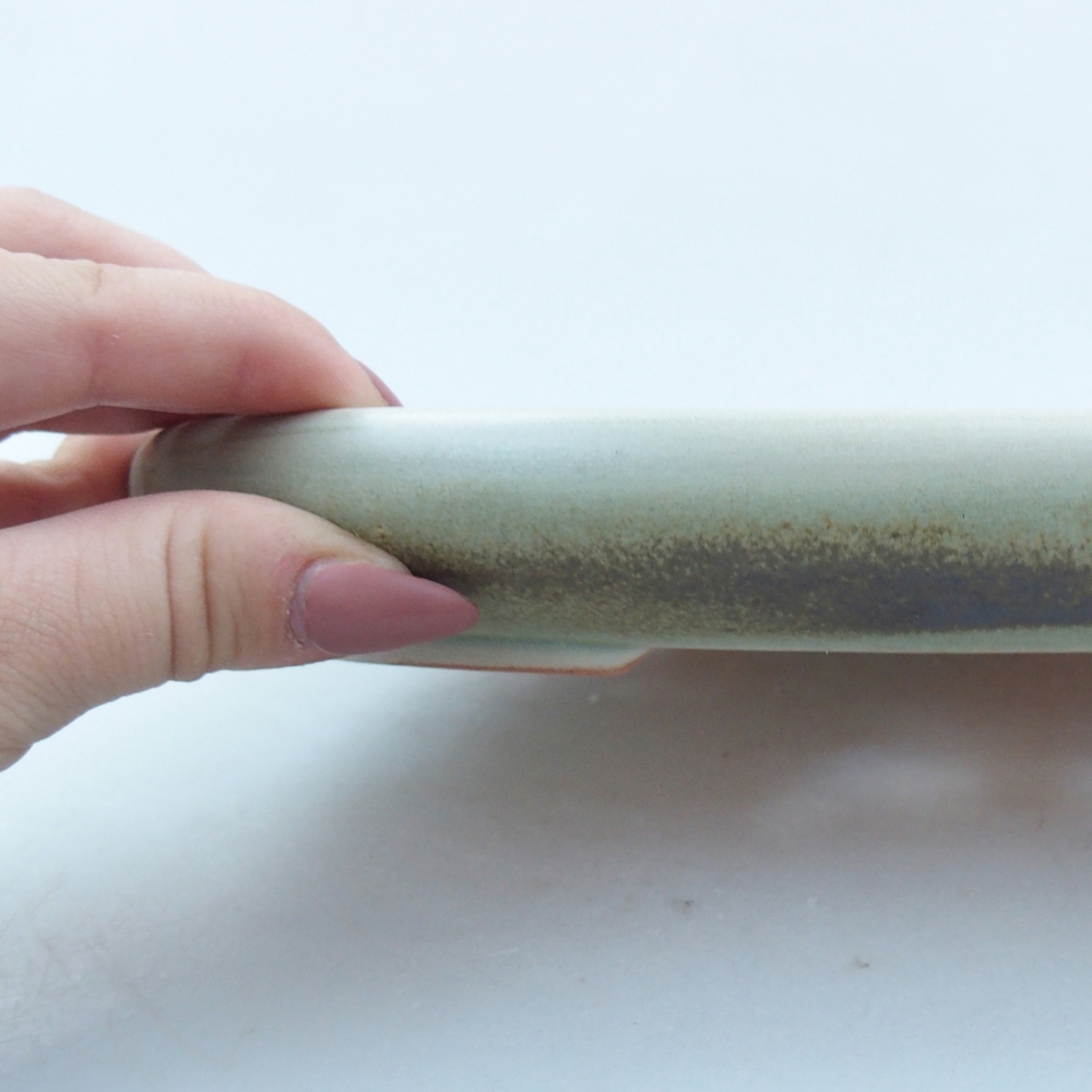 Ceramic bonsai bowl 22,5 x 16,5 x 3 cm, green