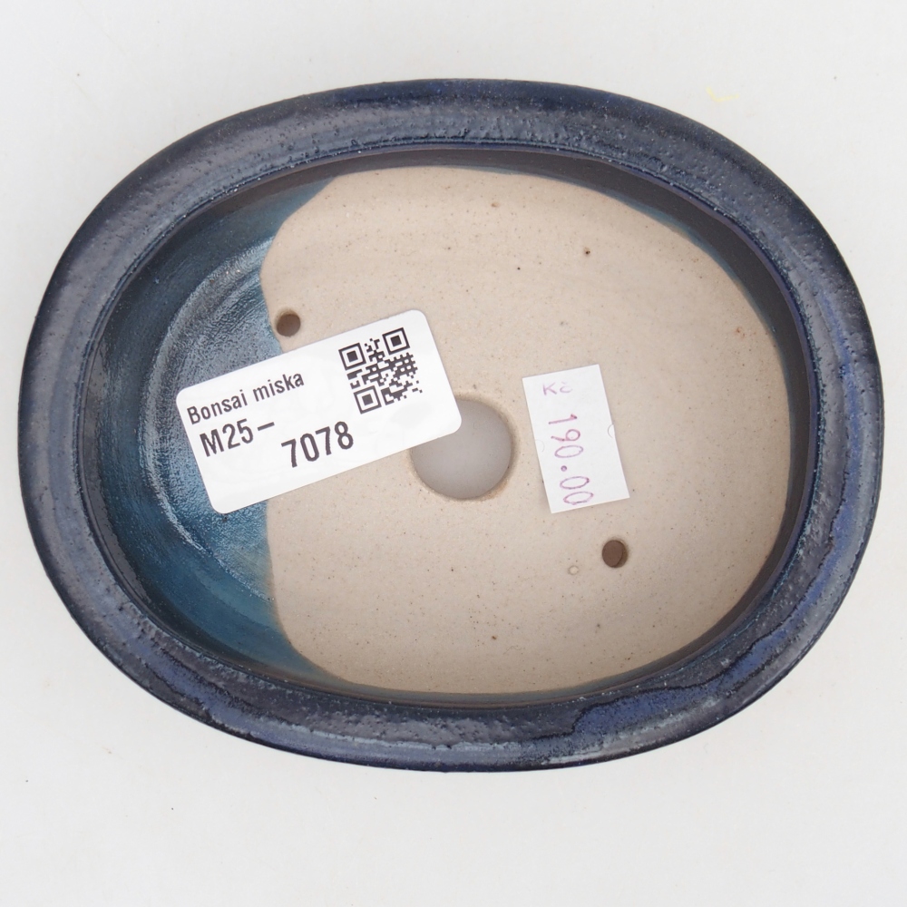 Ceramic bonsai bowl 12 x 9,5 x 3,5 cm, colour blue