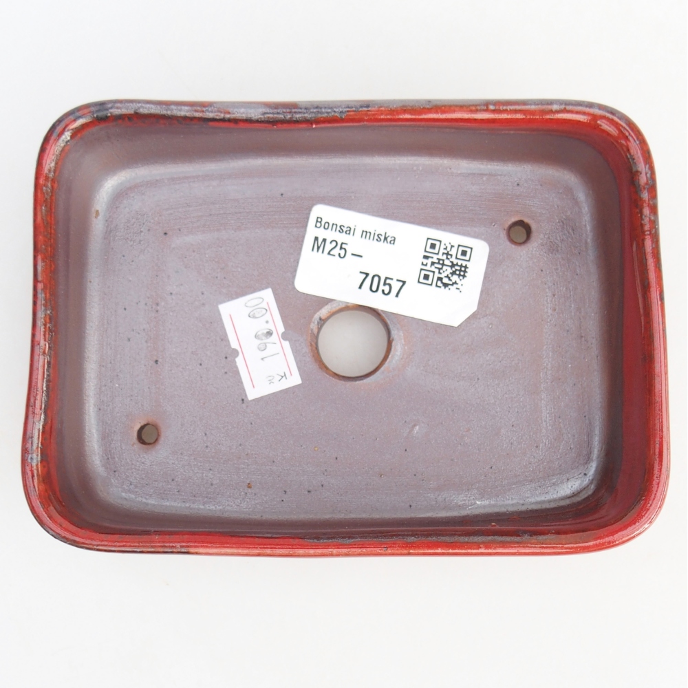 Ceramic bonsai bowl 12,5 x 9,5 x 3,5 cm, colour red