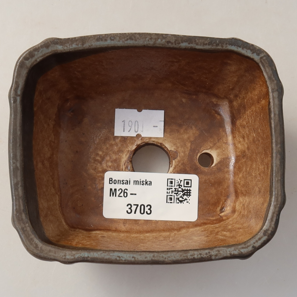 Ceramic bonsai pot, 10.5 x 8.5 x 5 cm, blue