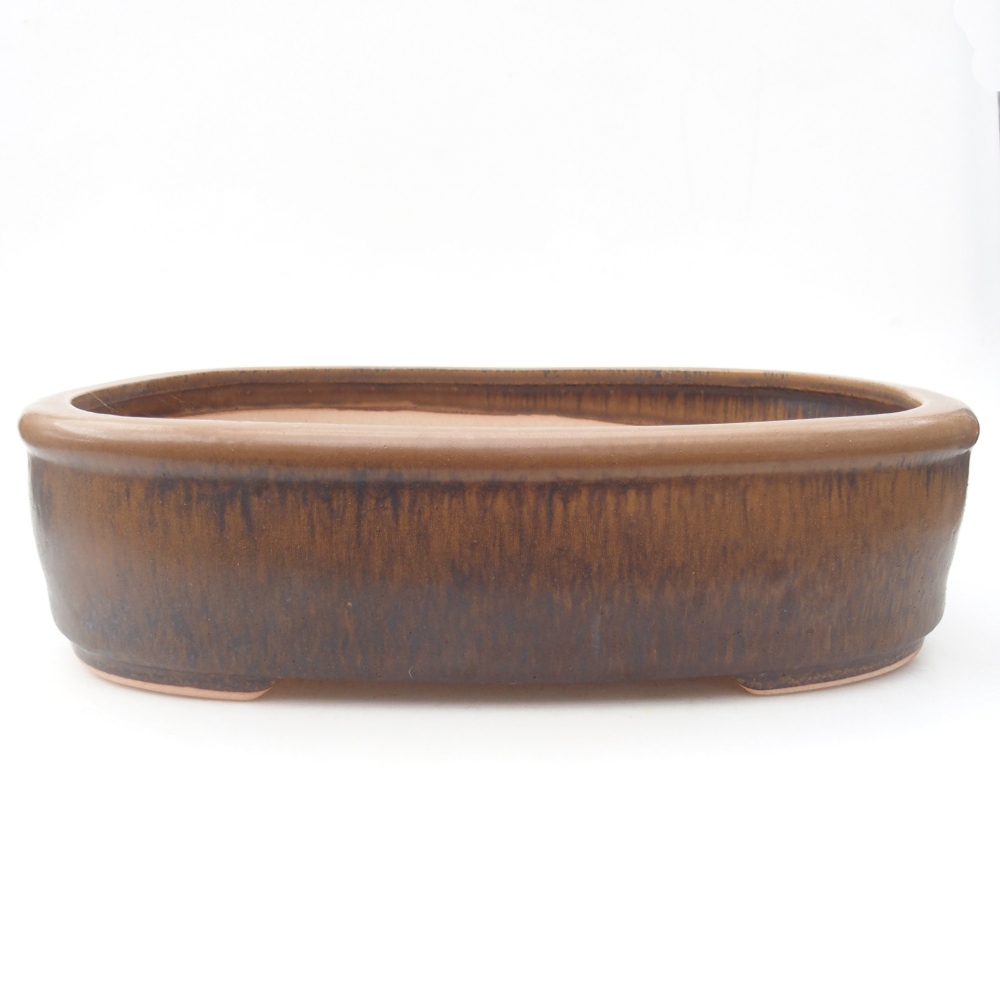 Ceramic bonsai bowl 32 x 25 x 7,5 cm, brown