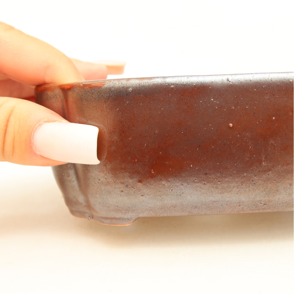Ceramic bonsai pot, 12.5 x 10 x 4.5 cm, metallic color