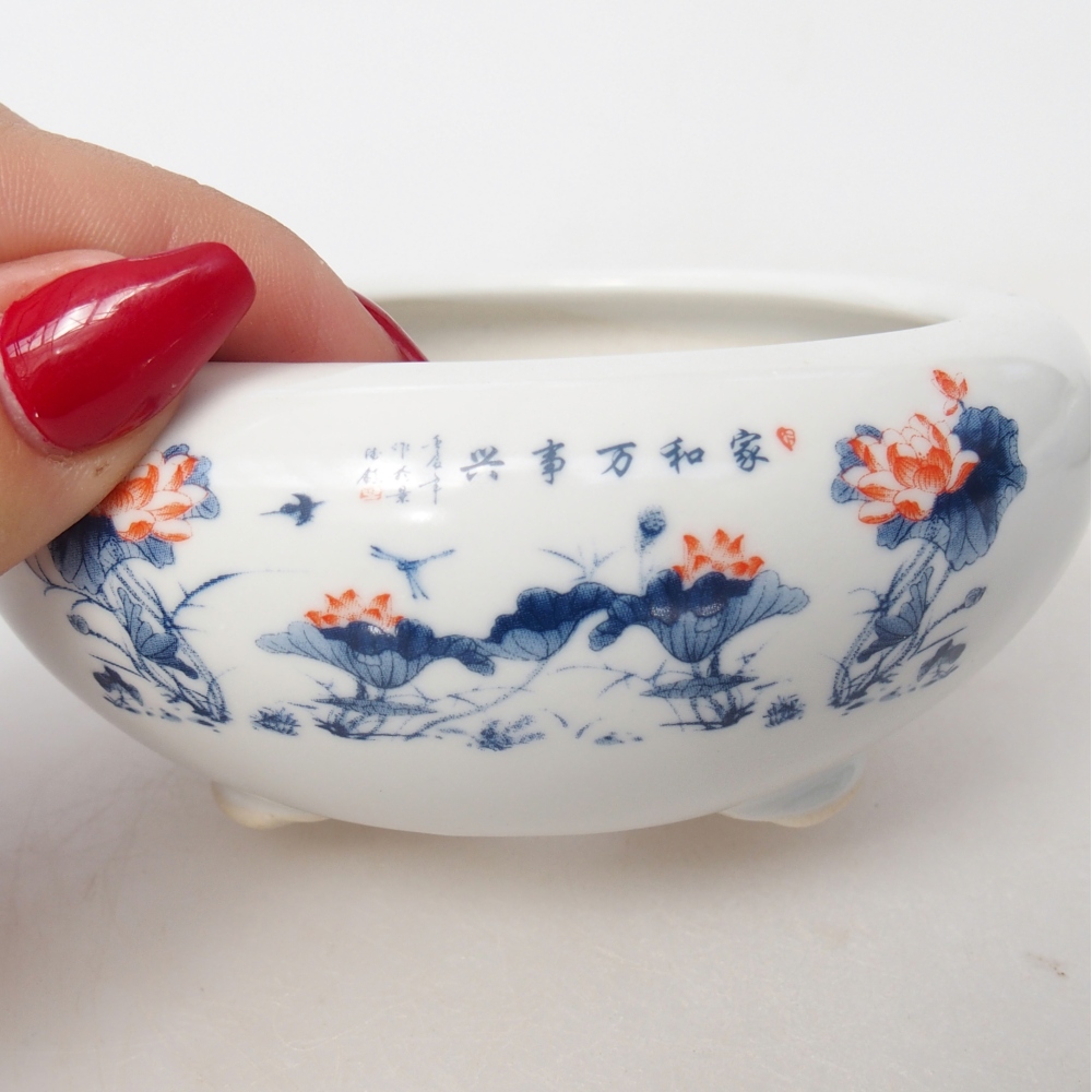 Ceramic bonsai bowl 10 x 10 x 5 cm, colour white