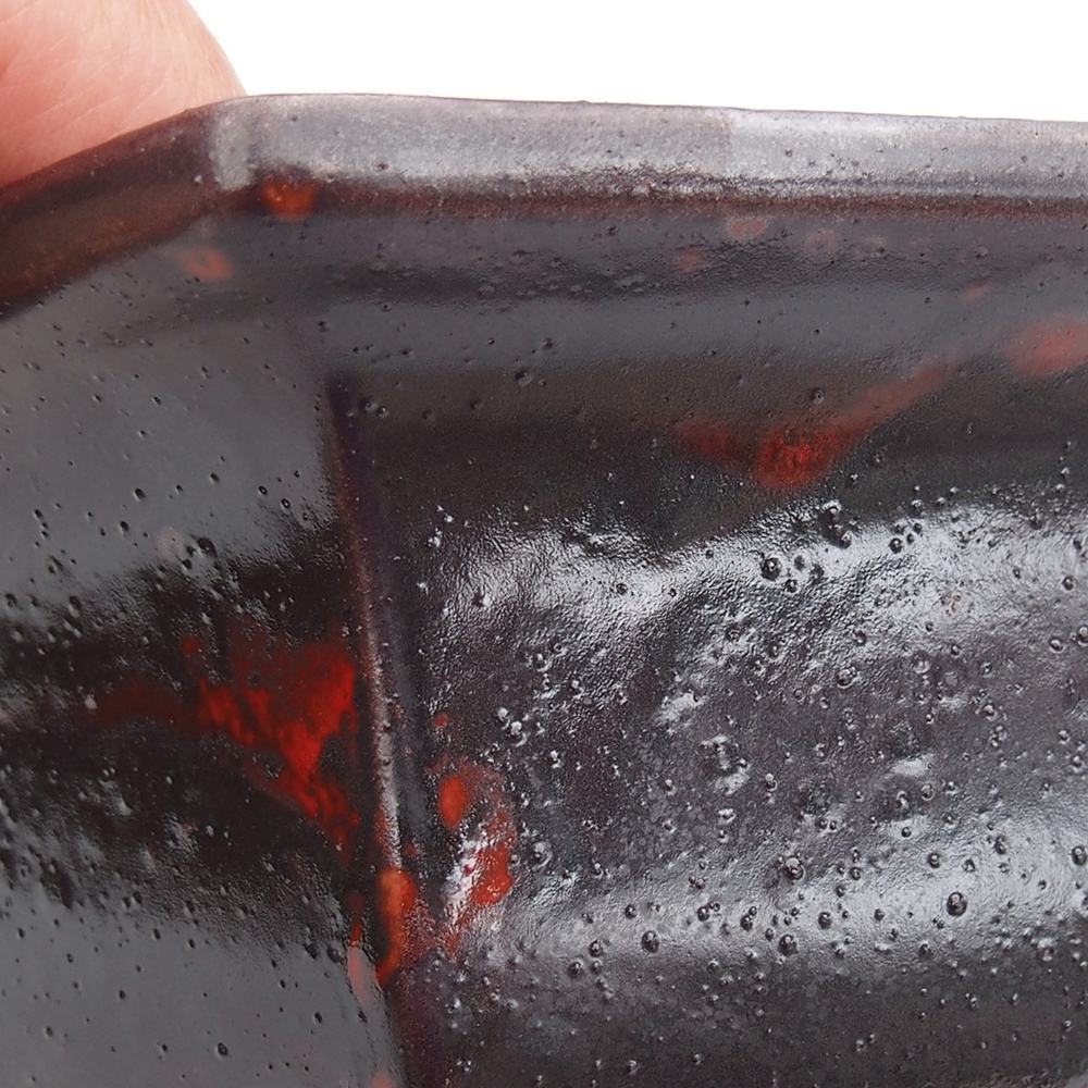 Ceramic bonsai bowl 18 x 16 x 9 cm, colour black red