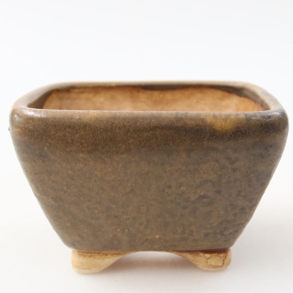 Ceramic bonsai bowl 6 x 6 x 4 cm, brown