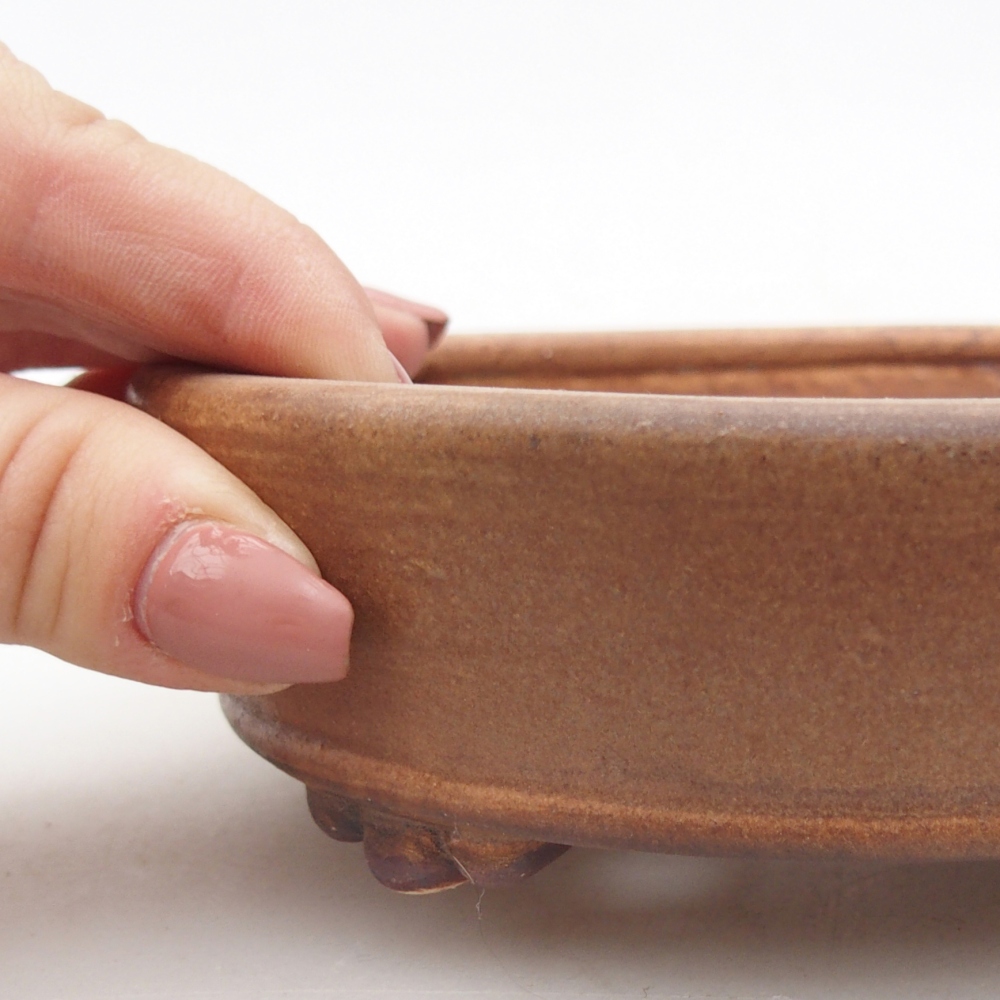 Ceramic bonsai bowl 13,5 x 13,5 x 4 cm, brown
