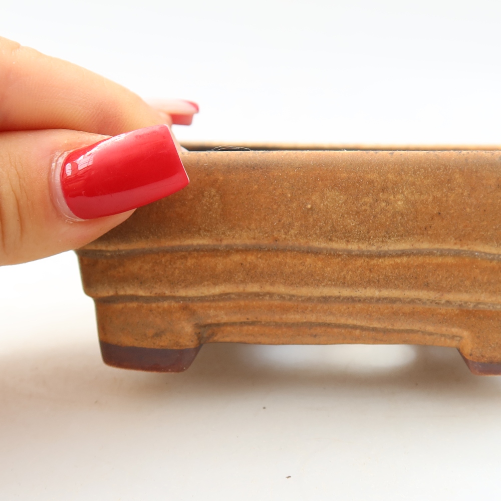 Ceramic bonsai pot, 9.5 x 7.5 x 3.5 cm, brown