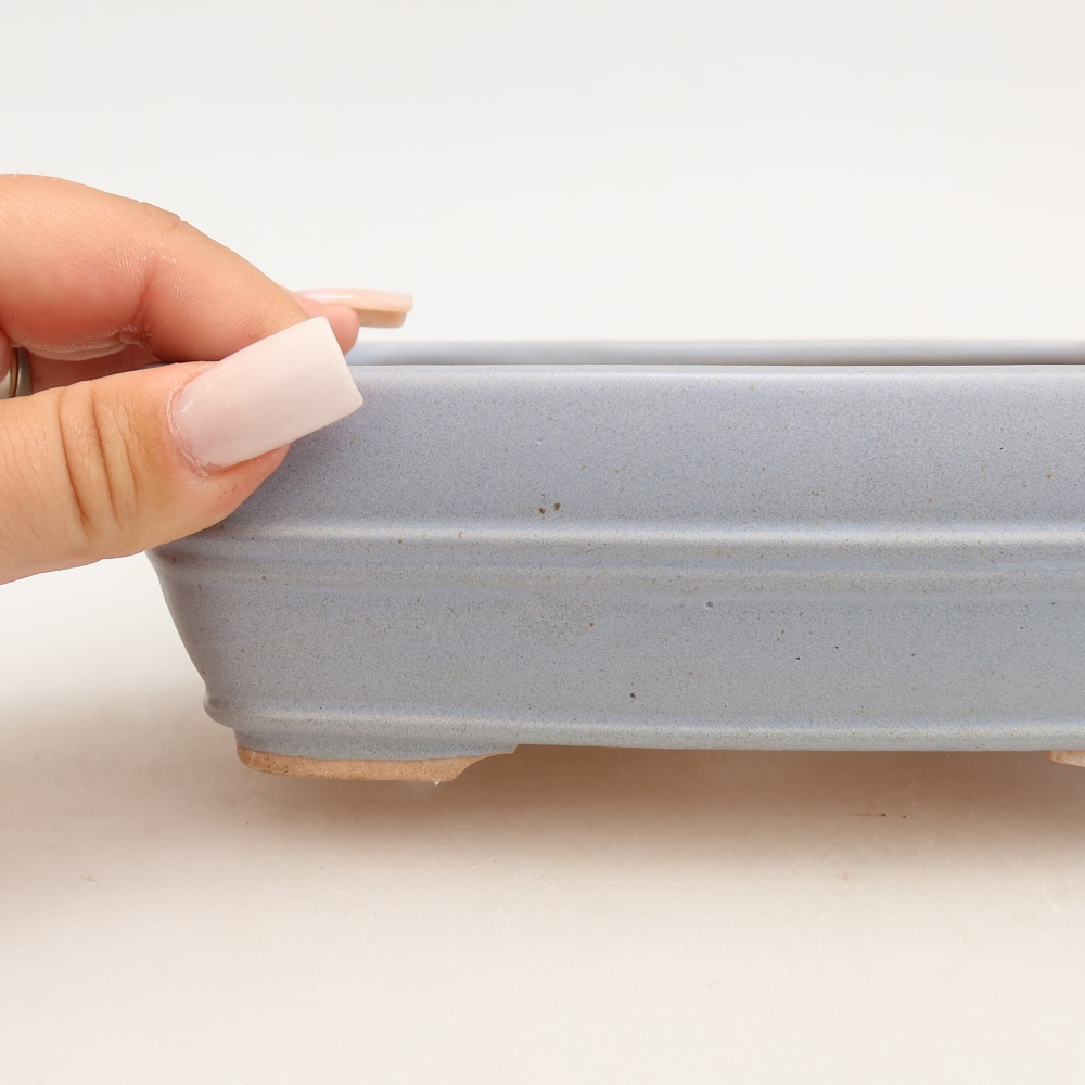 Ceramic bonsai pot, 17 x 12.5 x 5.5 cm, blue