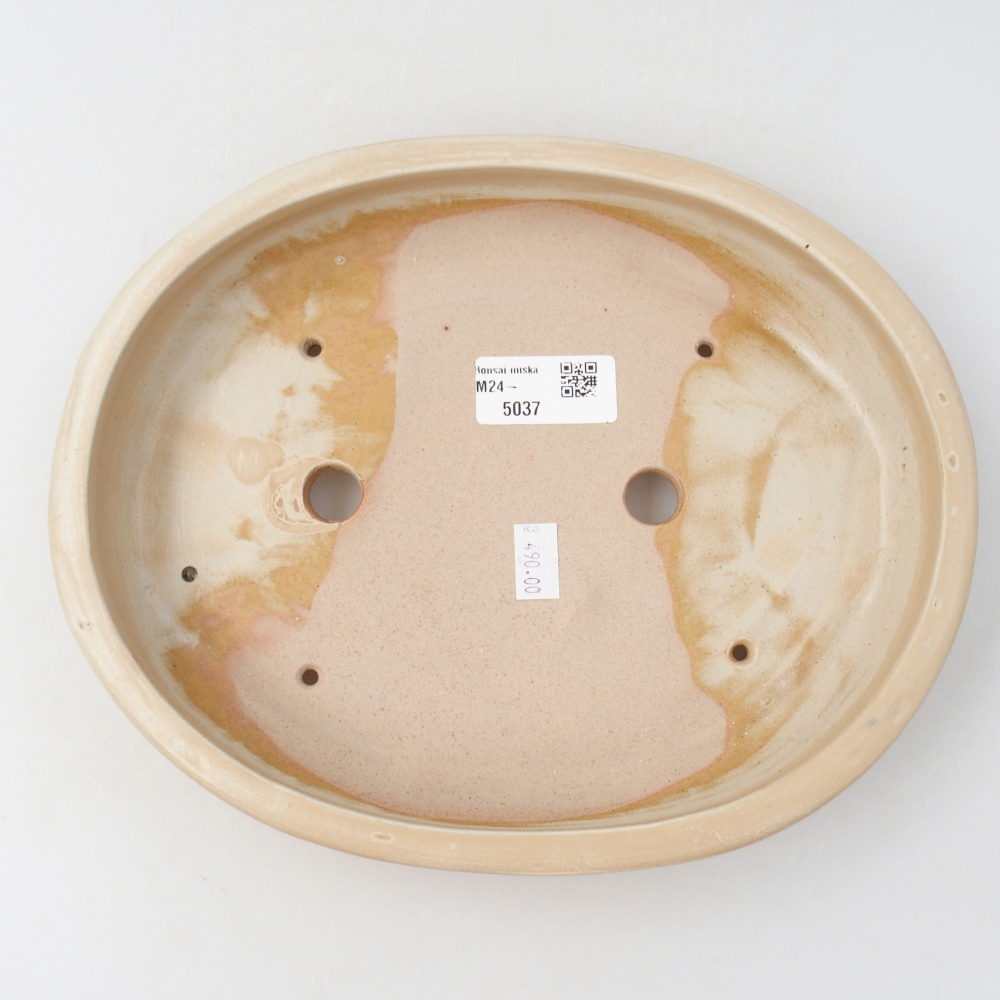Ceramic bonsai bowl 24,5 x 20 x 4 cm, color beige