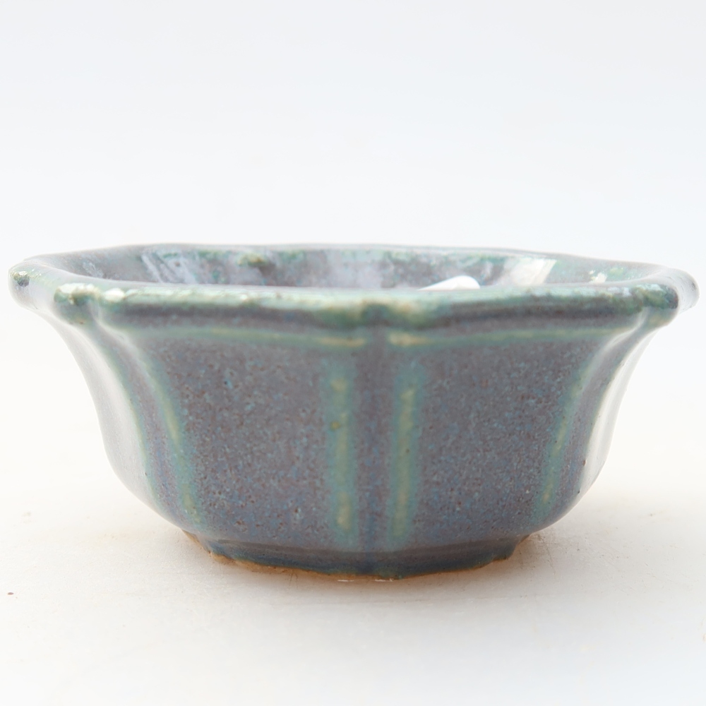 Ceramic bonsai pot, 6 x 6 x 2.5 cm, gray