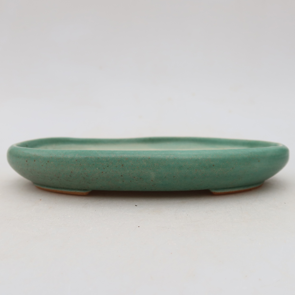 Ceramic bonsai pot, 17 x 12 x 2.5 cm, green