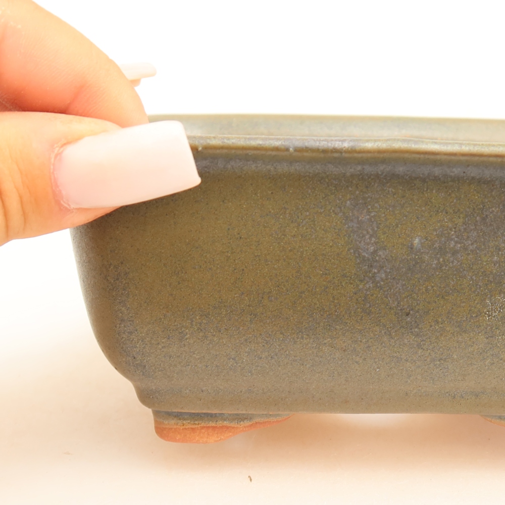 Ceramic bonsai bowl 13,5 x 10,5 x 6 cm, green