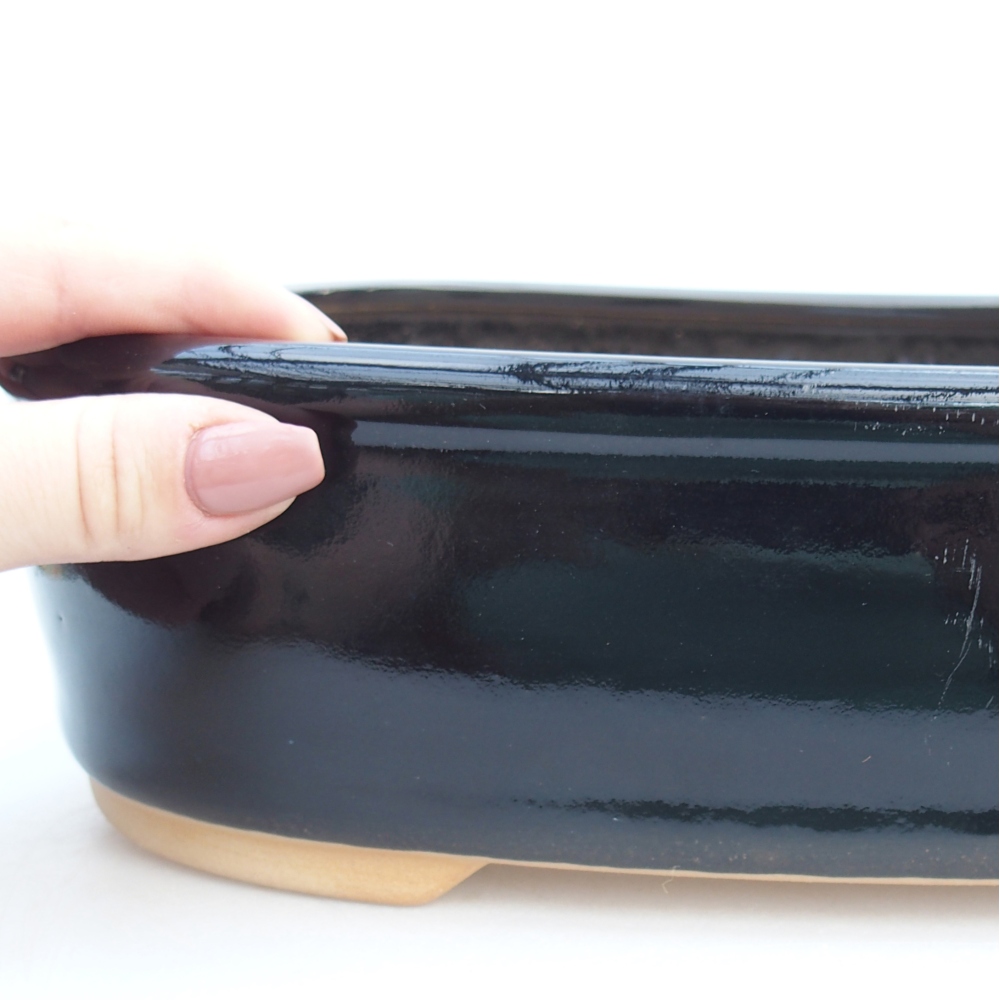 Ceramic bonsai bowl 31,5 x 24 x 8 cm, black
