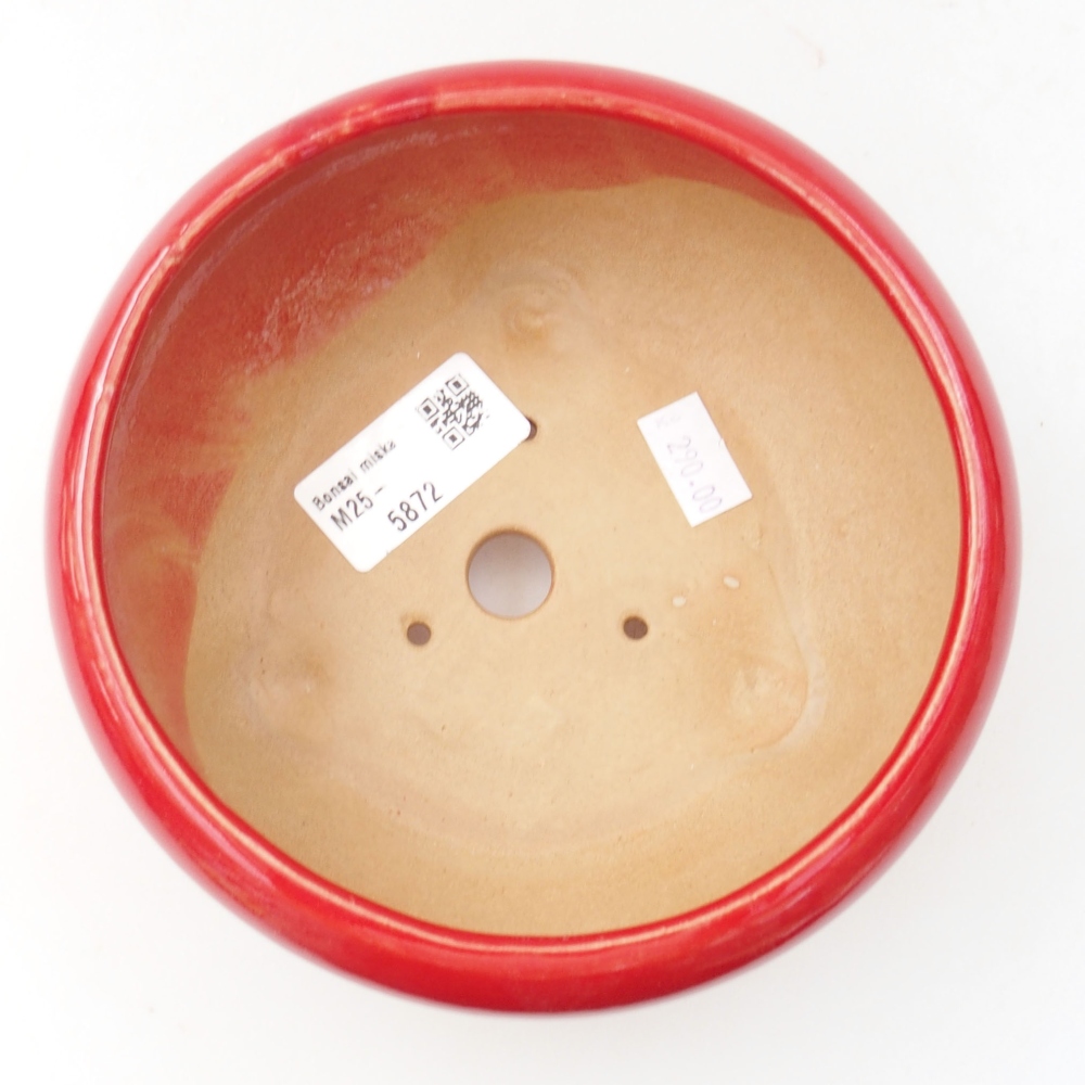 Ceramic bonsai bowl 14 x 14 x 7 cm, color red