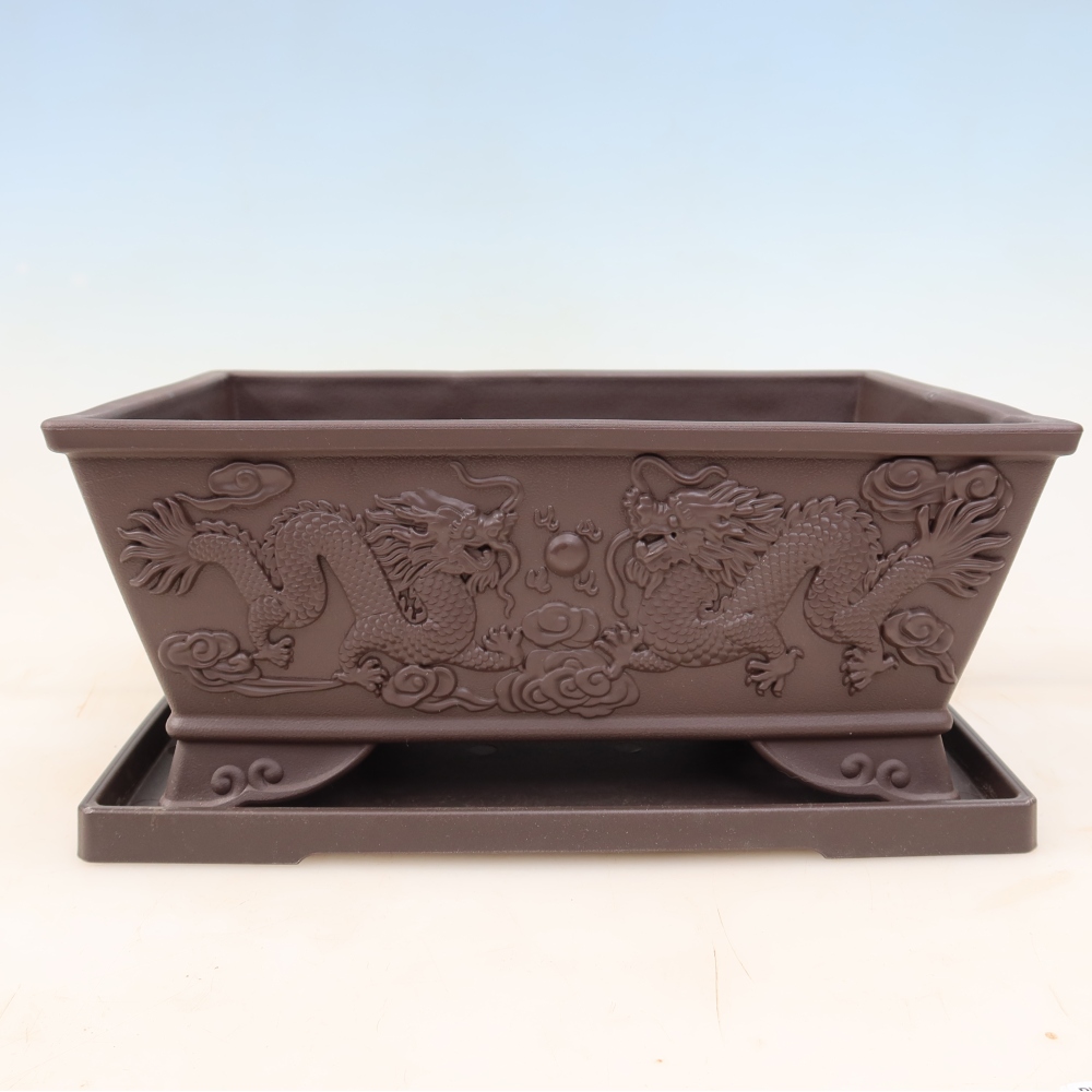 Bonsai Pot + Saucer, Plastic, MP-37 - 28 x 19 x 11.5 cm