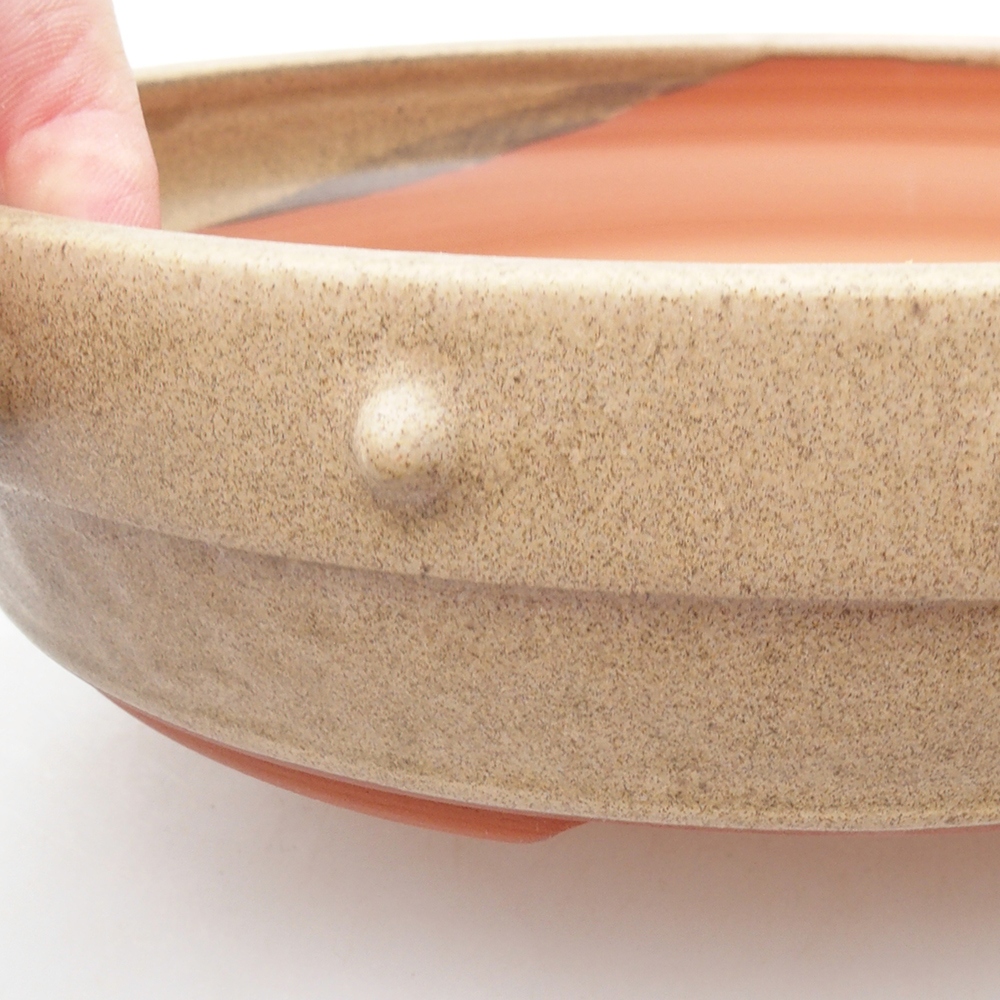 Ceramic bonsai bowl 22 x 22 x 5 cm, brown beige