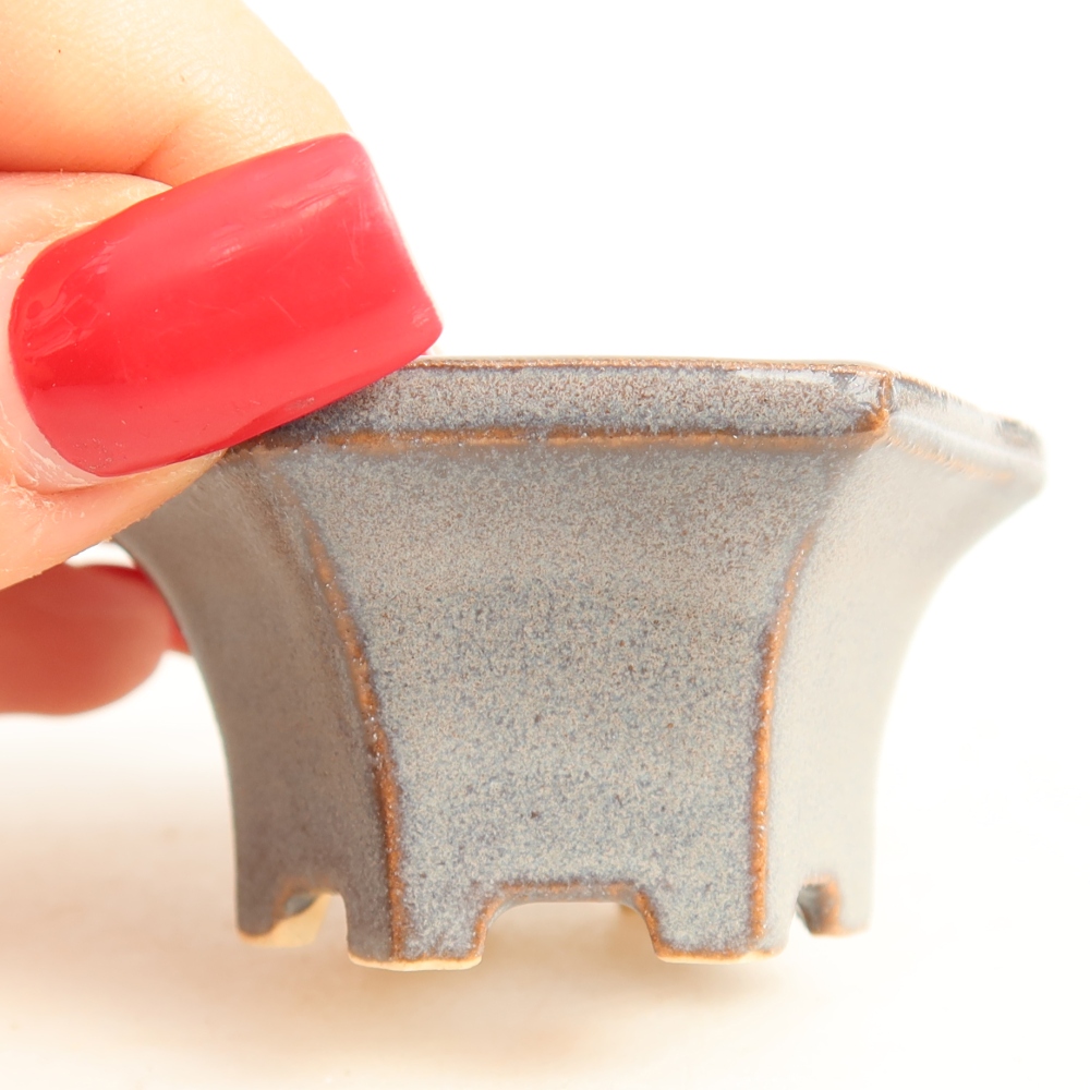 Ceramic bonsai pot, 5.5 x 5 x 3 cm, gray