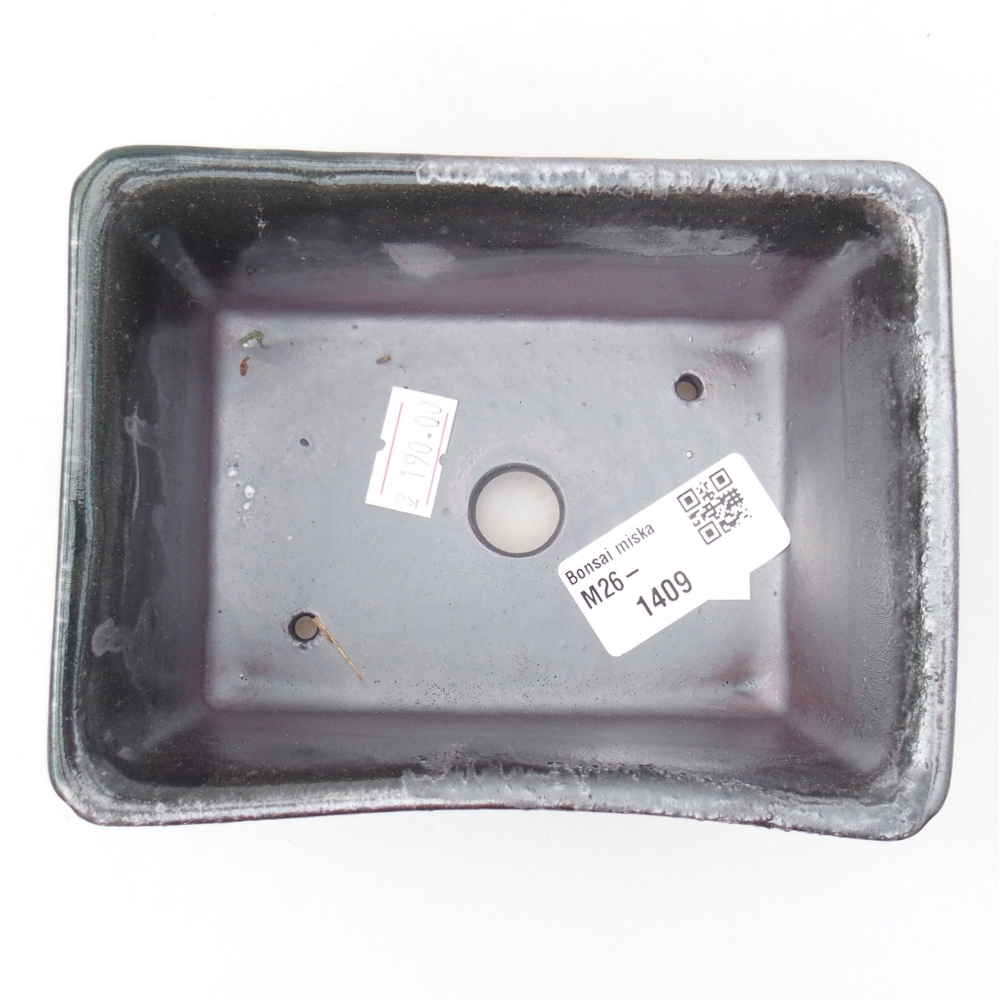 Ceramic bonsai bowl 13,5 x 10 x 5,5 cm, metal colour