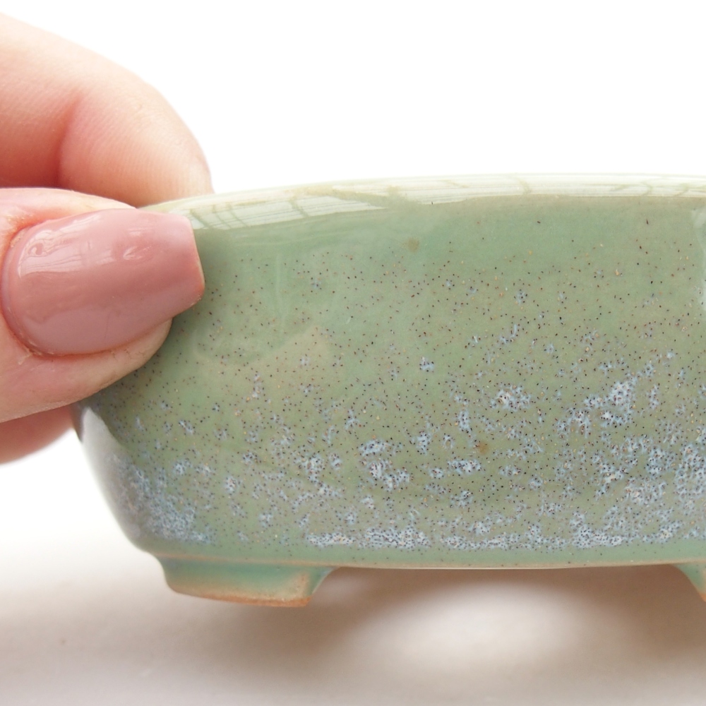 Ceramic bonsai bowl 9 x 7,5 x 3,5 cm, green