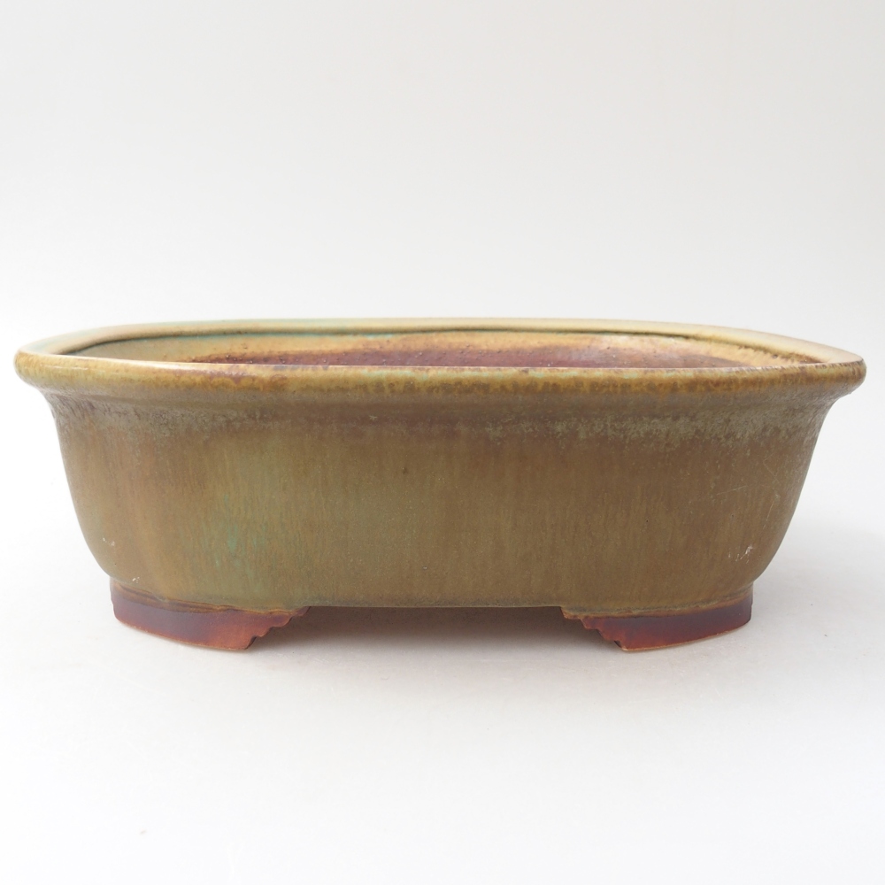 Ceramic bonsai bowl 25 x 21 x 8 cm, green