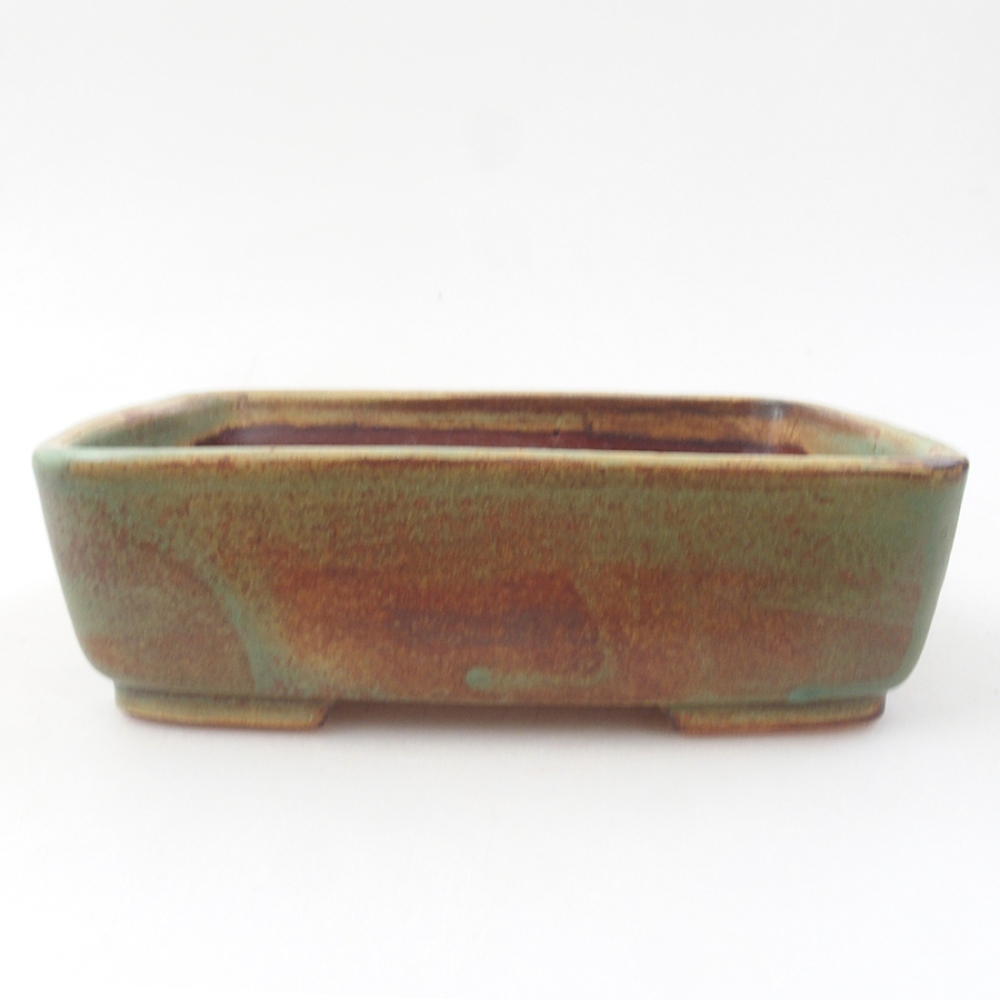 Ceramic bonsai bowl 15 x 12 x 4,5 cm, color green
