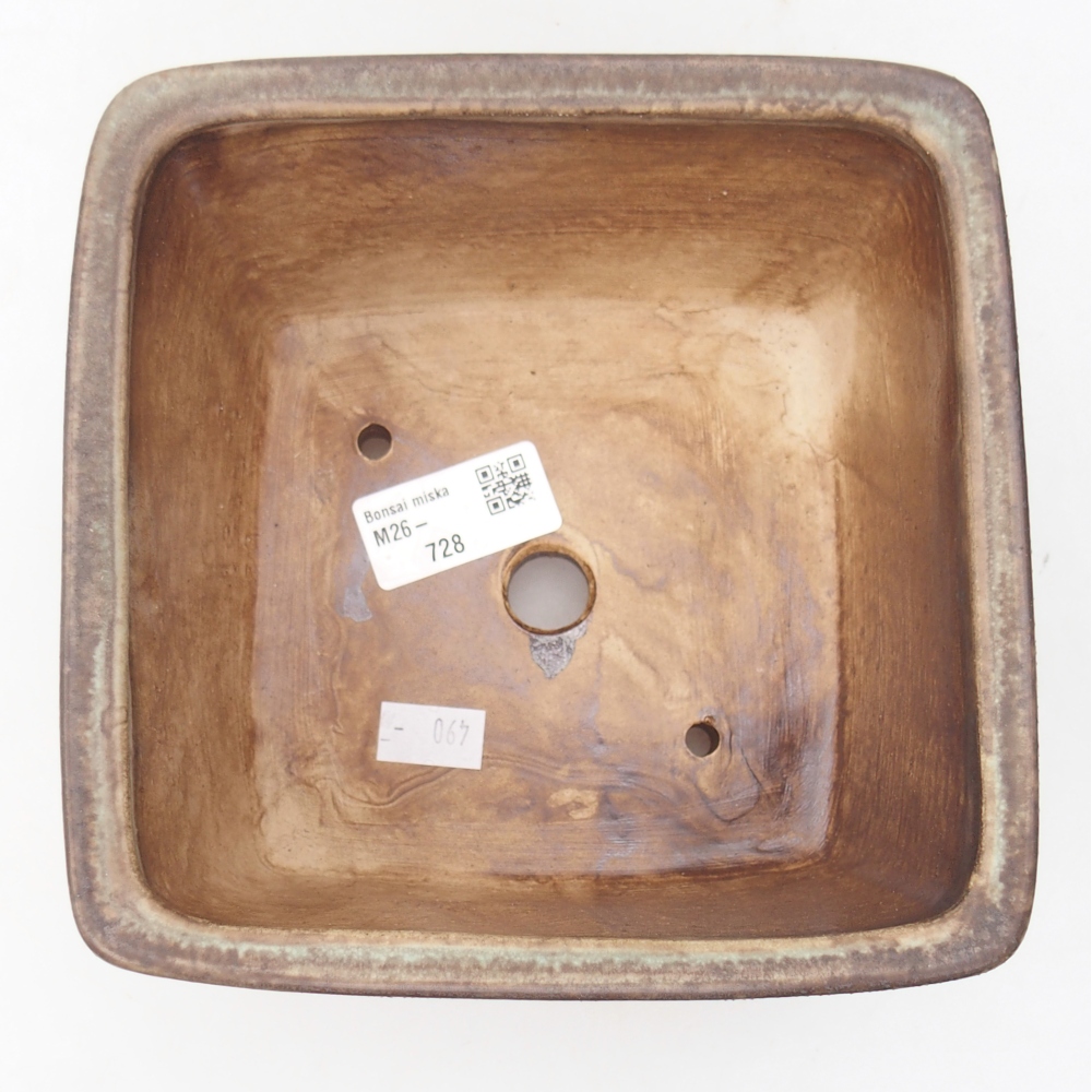 Ceramic bonsai bowl 16 x 16 x 10 cm, green