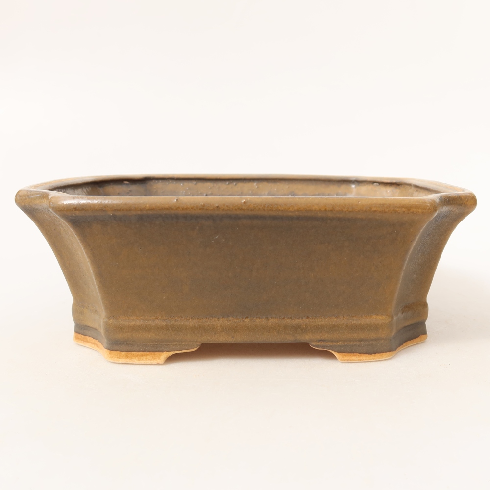 Ceramic bonsai pot, 18 x 15 x 6 cm, brown