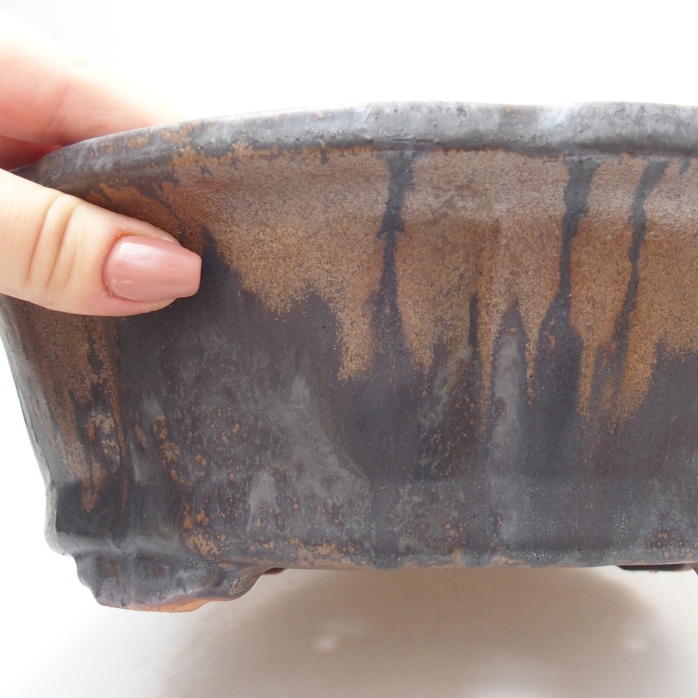 Ceramic bonsai bowl 26,5 x 26,5 x 8 cm, brown