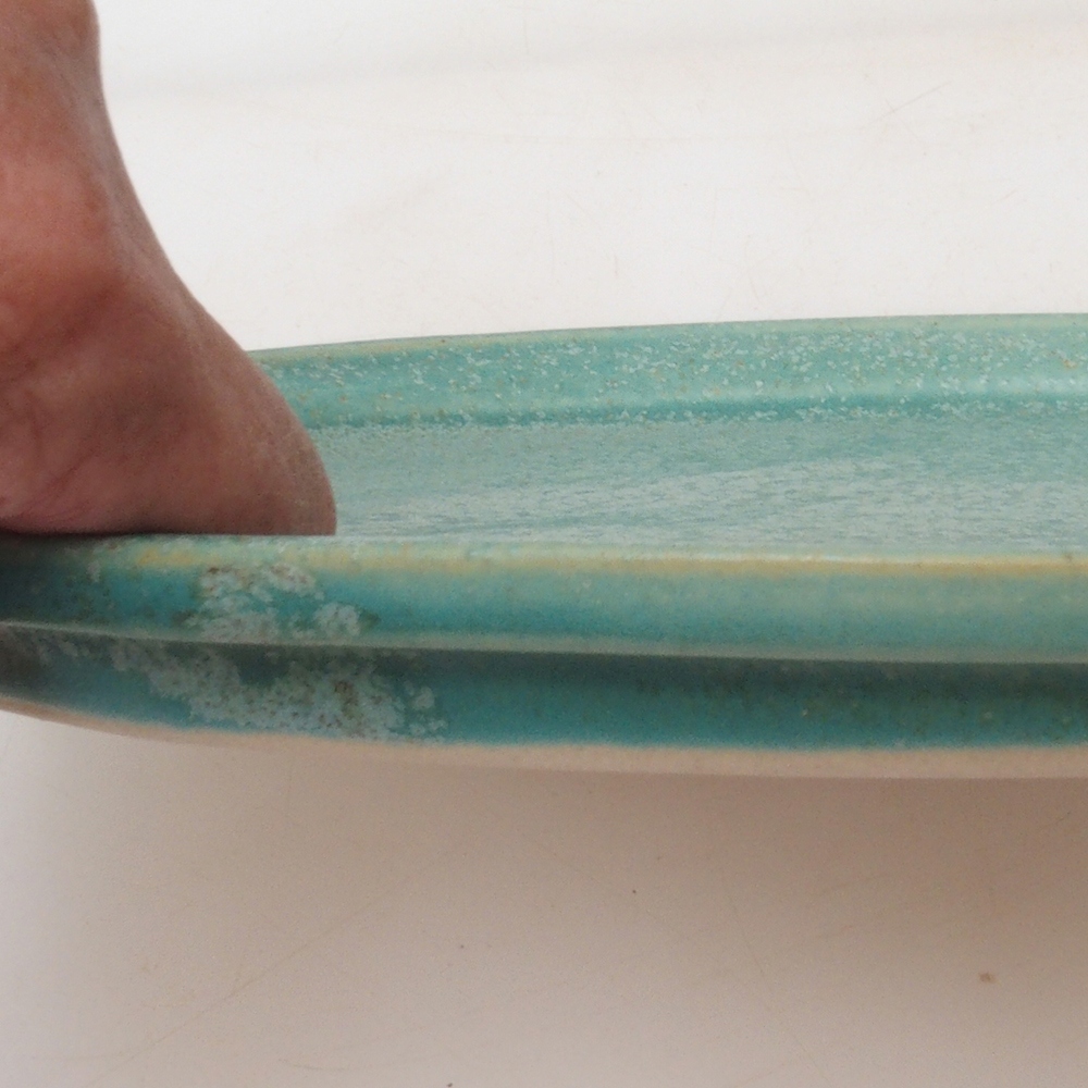 Bonsai bowl oval M - 22.5 x 18 x 1.5 cm - green