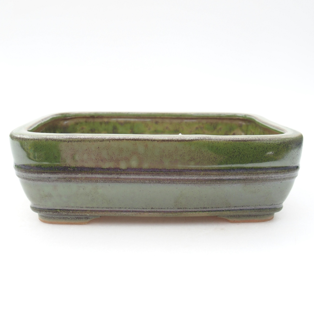 Ceramic bonsai bowl 16,5 x 12 x 5 cm, color green