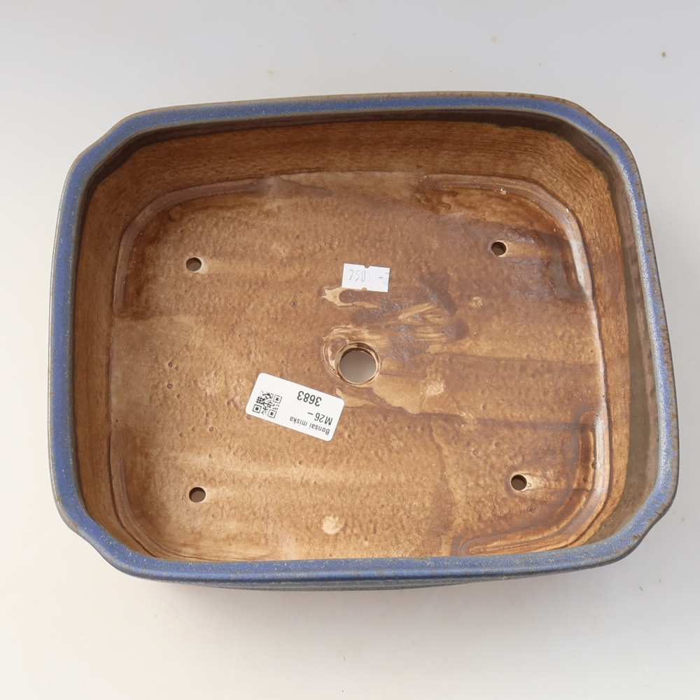 Ceramic bonsai pot, 25 x 21 x 6.5 cm, blue