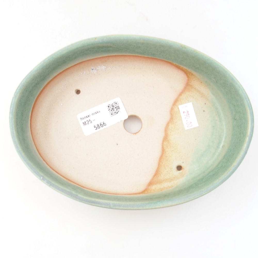 Ceramic bonsai bowl 18,5 x 13,5 x 4,5 cm, color green