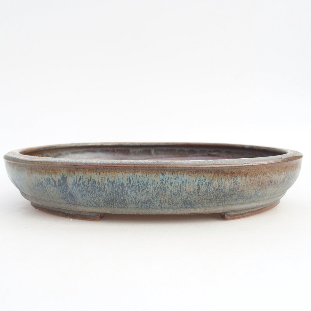 Ceramic bonsai bowl 24,5 x 20 x 4 cm, blue-grey