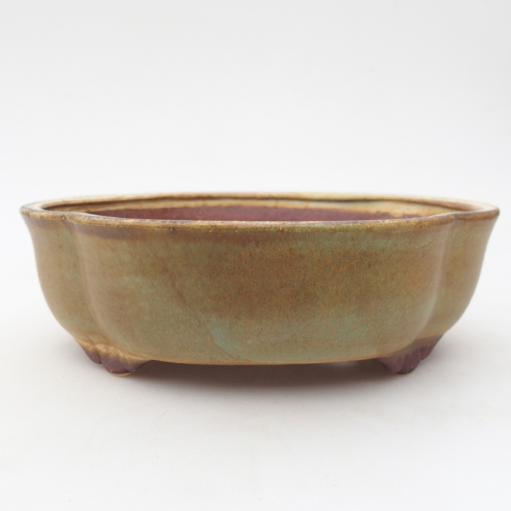 Ceramic bonsai bowl 17 x 15,5 x 5,5 cm, green