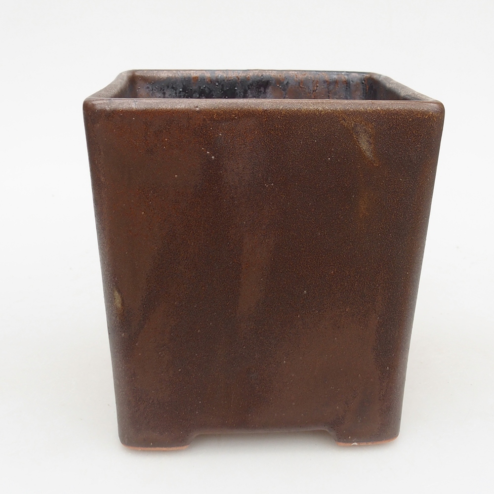 Ceramic bonsai bowl 13 x 13 x 13 cm, brown