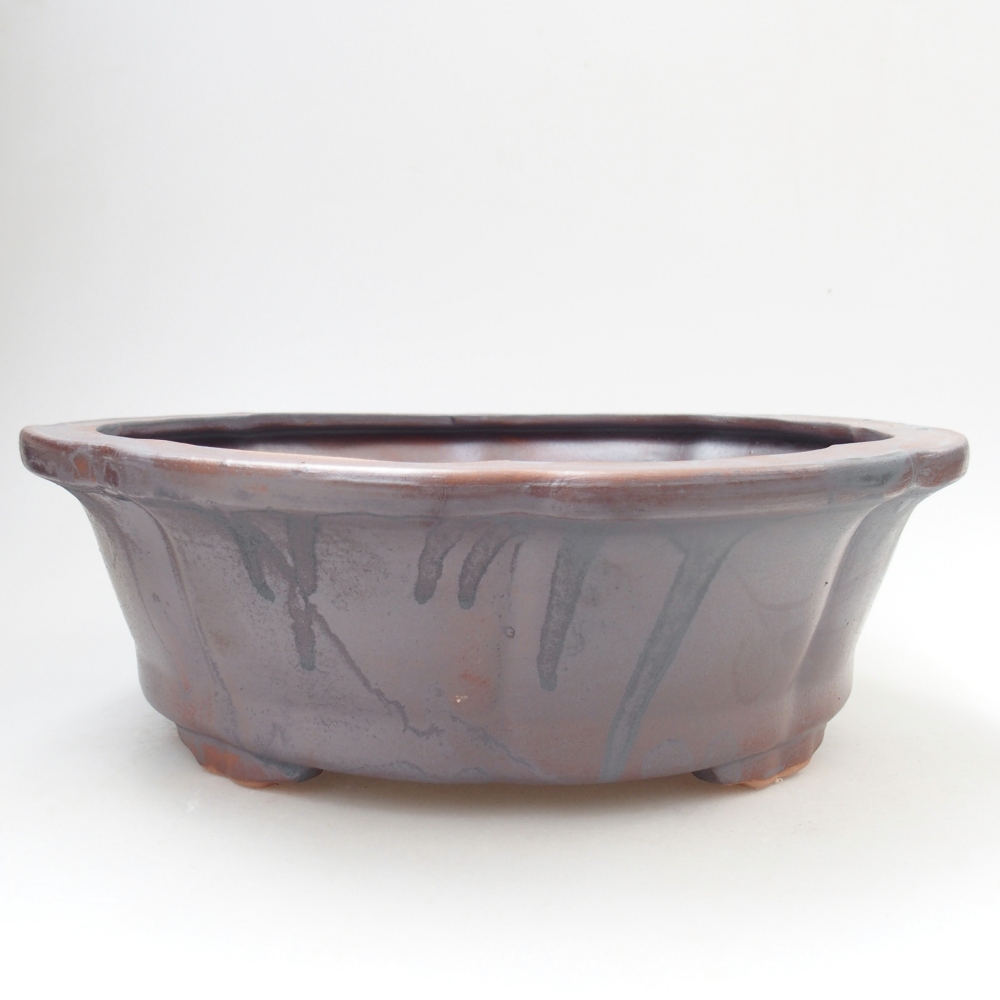 Ceramic bonsai bowl 26,5 x 26,5 x 8 cm, metal colour