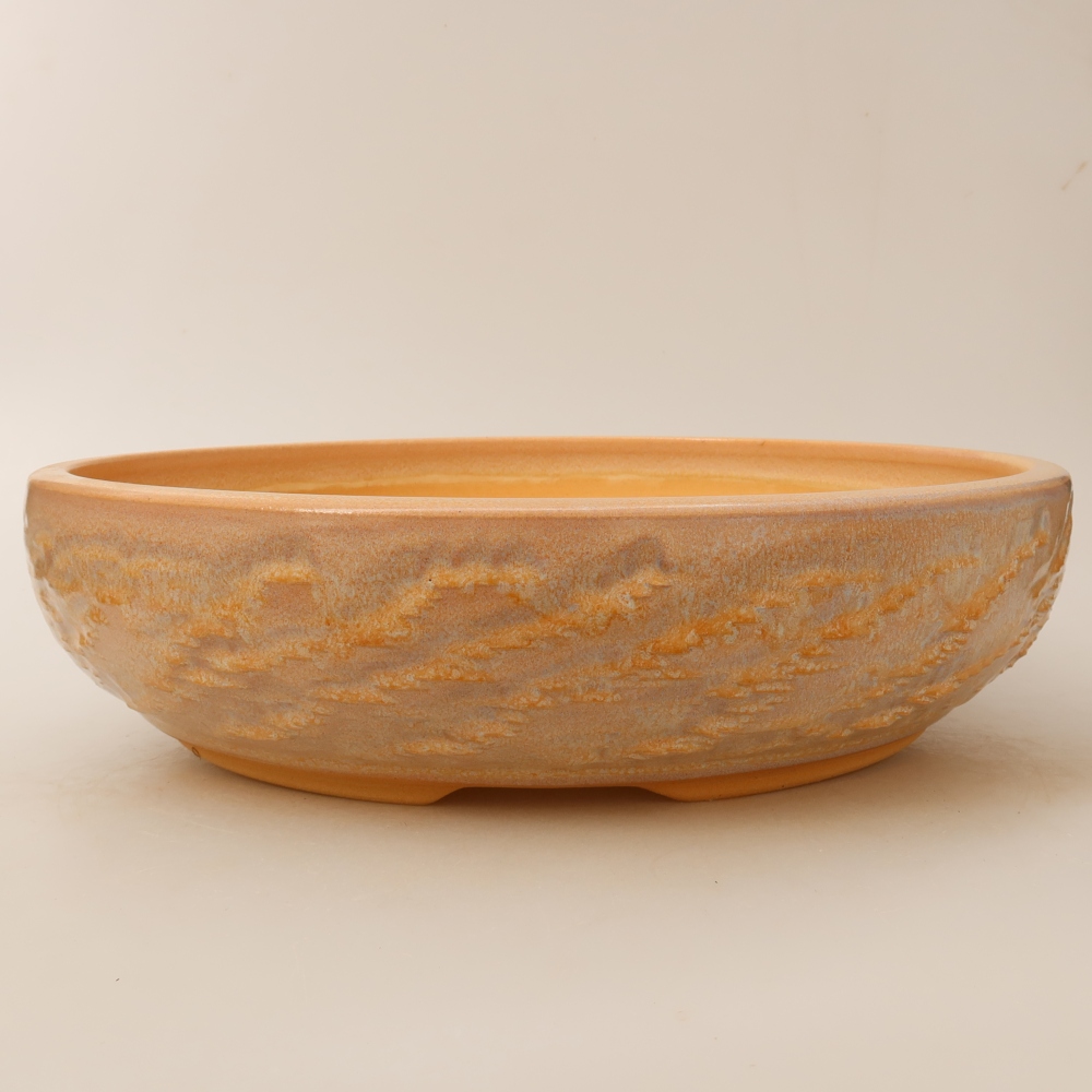 Ceramic bonsai pot, 31.5 x 31.5 x 7.5 cm, beige